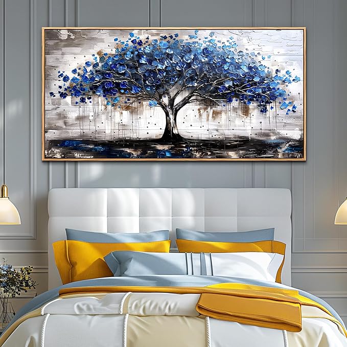 hyidecorart Canvas Wall Art For Office Abstract Wall Decoration For Living Room Bedroom Decor Tree Panoramic Landscape Painting Wood Framed Prints Textured Pictures Artwork Large Modern Hotel Decor