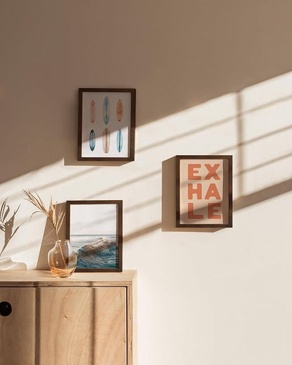 HAUS AND HUES 6x8 Walnut Oak Wooden Picture Frame - Set of 9 6x8 Poster Frame - Premium Oak, Vertical Hang, Shatterproof Plexiglass - Ideal for Home, Room, Office (6x8-inch, Walnut, Set of 9)
