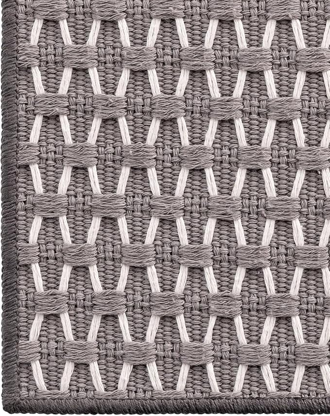 LUMI 5x8 Indoor Area Rugs, Non-Slip Low Profile Checkered Inside Rug, Comfort Weave Grid Pattern Floor Rug