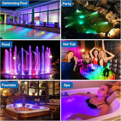 YiaMia Hot Tub Lights - 2-Pack RGB Color Battery-Powered LED Pool Lights with Remote Control and Suction Cup for Ponds, Decoration, Parties, Spas, Aquariums