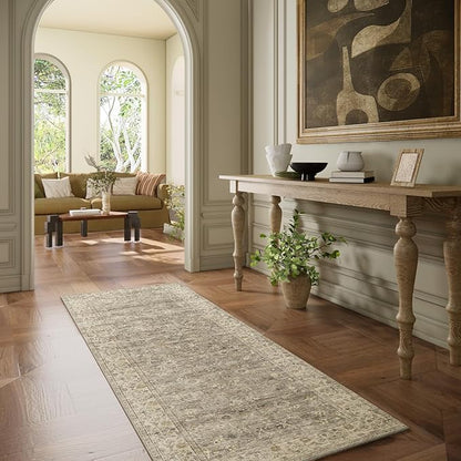 Washable Kitchen Rug Runners for Hallways: 2'x6' Bedroom Runner Rug Non Slip Low-Pile Stain Resistant Soft Indoor Floor Carpet Runner for Indoor Entryway Hallways Kitchen Laundry Room Farmhouse