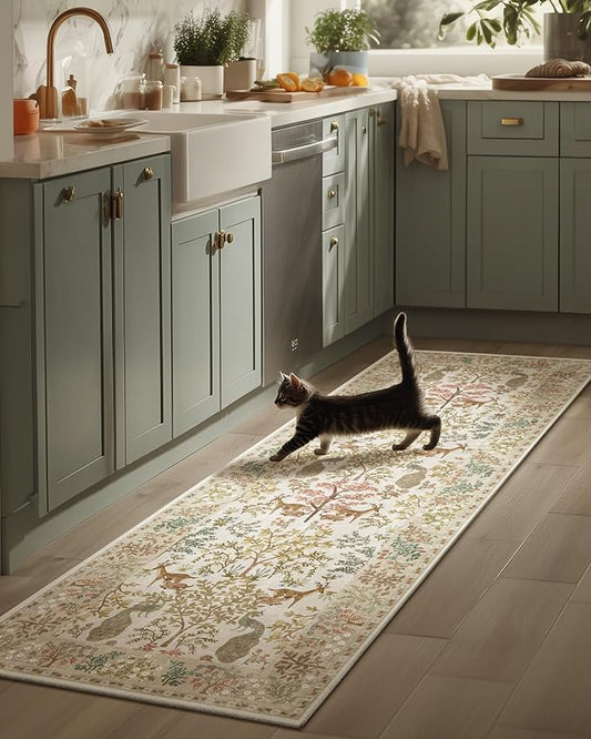 Runner Rug Washable Kitchen Runner: 2'x 6' Hallway Runner Rugs Stain Resistant Non Slip Low Pile Soft Carpet Runner Rugs for Entryway Hallways Bedroom Indoor Laundry Room Farmhouse