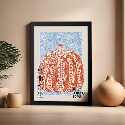 Poster Master Vintage Poster - Pumpkin Forever Print - Tokyo Art - Infinity Dots Art - Chic Gift for Men, Women - Perfect Decor for Living Room, Bedroom, Office, 16x20 Black Framed