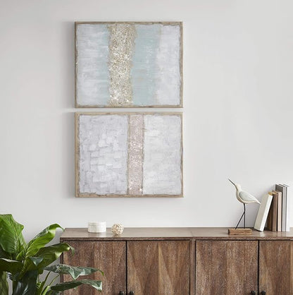 Madison Park Wall Art Living Room Décor - Abstract Glitter Embelished Canvas Home Accent Modern Dining Bathroom Decoration, Ready to Hang Painting for Bedroom, 22" x 28", Radiant Flatland 2 Piece