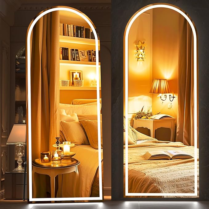 Hasipu 81"" x 33"" Led Mirror Full Length, Full Length Mirror with Lights Arch Design, Full Length led Mirror, Wall Mounted Mirror Dimming & 3 Color Modes, KM-A20585-H