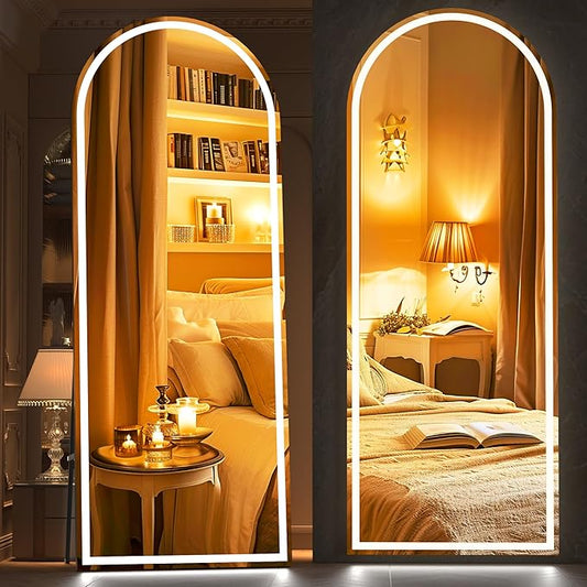 Hasipu 81"" x 33"" Led Mirror Full Length, Full Length Mirror with Lights Arch Design, Full Length led Mirror, Wall Mounted Mirror Dimming & 3 Color Modes, KM-A20585-H