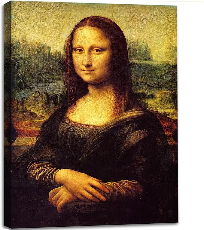 Mona Lisa by Leonardo DaVinci Canvas Wall Art Classic Painting Reproduction Vintage Artwork Print Framed Art for Wall Decor 12"x16"