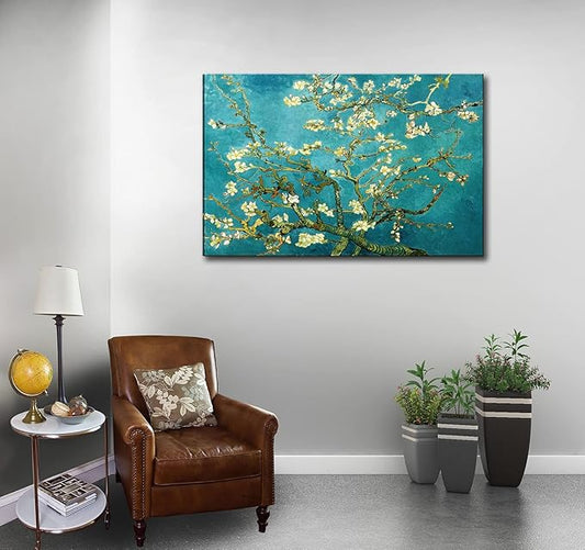 Vincent Van Gogh Canvas Wall Art, Almond Blossom Tree Classic Painting, Famous Artwork Picture Poster Print Wall Decor for Living Room Bedroom Office - 24"x36"