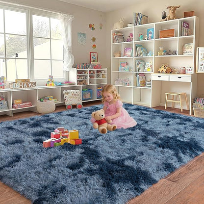 Extra Large Plush Rug High Pile Fluffy Rug for Living Room, Big Plush Non-Skid Shag Carpet, Soft Shaggy Rugs for Bedroom Indoor Modern Home Decor Tie Dye Camel 9x12ft
