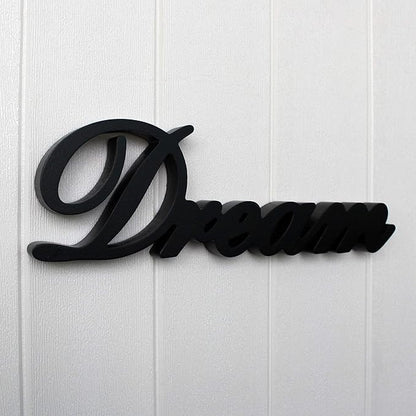 CVHOMEDECO. Matt Black Wooden Words Sign Free Standing "Dream" Desk/Table/Shelf/Home Wall/Office Decoration Art, 14 x 4-1/4 x 1 Inch