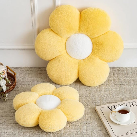 Flower Pillows, Decorative Pillows for Couch, Cute Daisy Pillow for Bed, Flower Shaped Decorative Throw Pillow Room Decor (Yellow, 14.9 Inches)