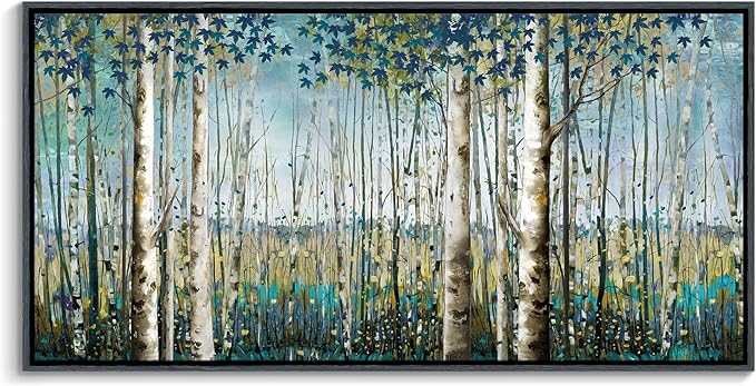Pogusmavi Forest Wall Art Green Tree of Life Framed Artwork For Walls Birch Tree Home Decor Large Wall Art Pictures For Living Room Wall Decoration Art Print Forest Wall 29×58 Blacke Framed