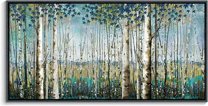 Pogusmavi Forest Wall Art Green Tree of Life Framed Artwork For Walls Birch Tree Home Decor Large Wall Art Pictures For Living Room Wall Decoration Art Print Forest Wall 29×58 Blacke Framed