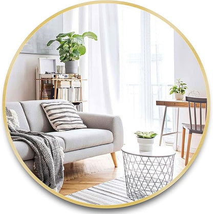 Itrue Round Gold Mirror 36 Inch for Bathroom Circle Mirrors for Wall Decorative Brushed Metal Frame Mirror with Wall Mounted for Living Room Bedroom