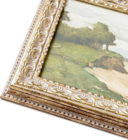 Petal Lane Beach Wall Art - 15x8 Framed Antique Decor - Make Your Own Gallery Wall Frame Set - Dark Academia Wall Decor - Canvas Wall Art with Vintage Frame (Beach)