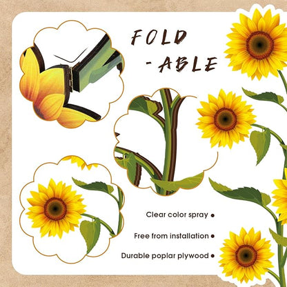 Ferraycle Wooden Sunflower Wall Decor Hanging Sunflower Outdoor Decor Rustic Flower Wall Art Yellow Large Farmhouse Signs for Indoor Bathroom Porch Patio Bedroom Accessories (Flower,Wood)