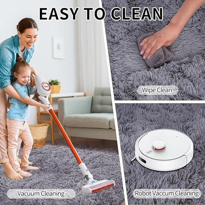 Area Rug for Living Room 6x9, Ultra Soft Shaggy Area Rugs for Bedroom, Upgrade Non-Slip Plush Fuzzy Carpet for Bedroom Girls Boys Room Home Nursery Teens Modern Indoor Home Dorm Decor, Grey