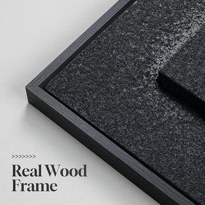 Large Framed 3D Textured Abstract Wall Art for Living Room, Horizontal Black Geometric Paintings Artwork for Walls, Modern Minimalist Pictures for Bedroom Dining Room Home Office Wall Decor 30x60