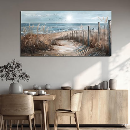 KELIYUAN Large Canvas Wall Art For Living Room Wall Decor For Office Bedroom Mural Wall Pictures Artwork Ocean Sand Dunes Grass Landscape Paintings Hotel Room Aesthetic Home Decoration Art 30"x60"
