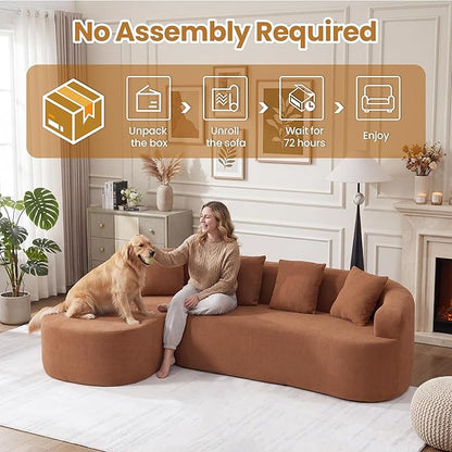 103" L Shaped Boneless Sectional Couches for Living Room, Curved Modular Sectional Sofa with Chaise, Modern Cloud Couch Deep 3 Seat No Assembly, Orange