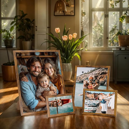 Giftgarden 16 Pack Brown Picture Frames for Multi Sizes Photos, Assorted Set Including Two 11x14, Two 8x10, Six 5x7, Six 4x6, Gallery Collage Frame for Wall or Tabletop Display