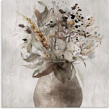 Stupell Industries 'Rustic Country Herb Vase', Canvas Art, 17 x 17 Inches, Easy to Hang and Sturdy, Made in USA, by Val Rhodes
