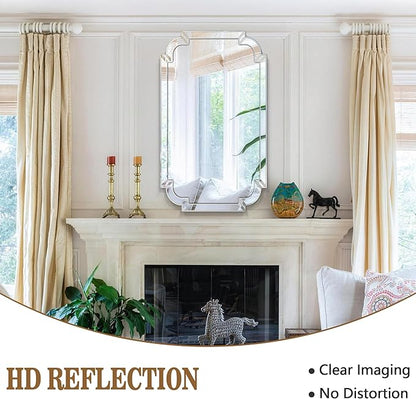 Chende Narrow Bathroom Mirror for Vanity Set, 47''x24'' Large Living Room Mirrors for Wall Decor with Beveled Frame, Rectangle Frameless Accent Mirror for Dining Room, Entryway, Fireplace, Bedroom
