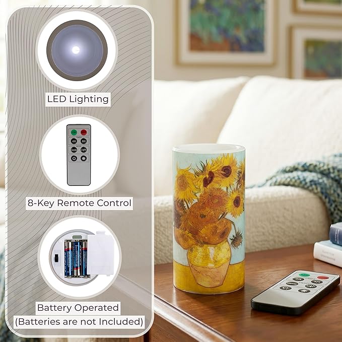 Lavish Home Sunflower 6-inch LED Candles, Set of 2 with Remote