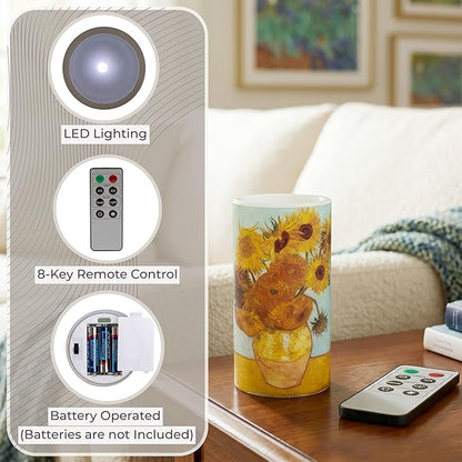 Lavish Home Sunflower 6-inch LED Candles, Set of 2 with Remote