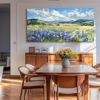 SERIMINO Pastoral Landscape Extra Large Wall Art, Nature Lavender Flower Canvas Prints, Mountain Wilderness Pictures Wall Decor, Rustic Decorations for Living Room Dining Room Ready to Hang 29"X57"