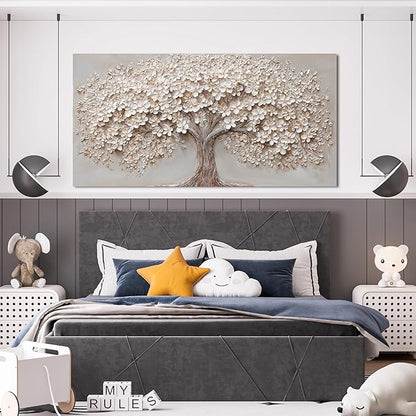 Canvas Wall Art Decor Prints Oversized Wall Art Pictures for Living Room Large Tree of Life Wall Art Decor Canvas Art Wall Decor Modern White Wall Art Prints Artwork for Walls Bedroom Office Decor 35" X 70"