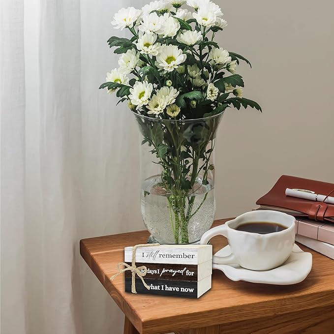 Decorative Books for Home Decor, Wood Book Stack for Table Decor, I Still Remember The Days I Prayed Decoration Books for Living Room Bookshelf Office, Farmhouse Stacked Books Decoration (L81)