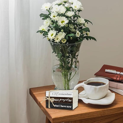Decorative Books for Home Decor, Wood Book Stack for Table Decor, I Still Remember The Days I Prayed Decoration Books for Living Room Bookshelf Office, Farmhouse Stacked Books Decoration (L81)
