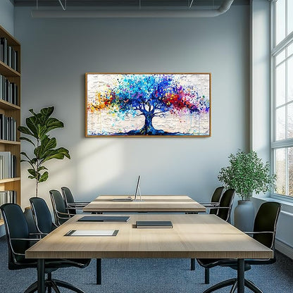 SERIMINO Tree of Life Framed Wall Art Prints, Colorful Tree Abstract Large Artwork, Nature Plant Canvas Art Wall Decor, Modern Graffiti Aesthetic Wall Pictures for Living Room Bedroom Office 24"X48"