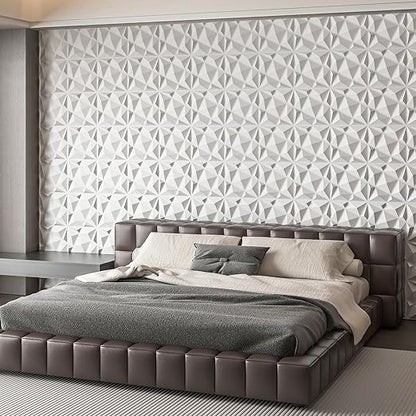 Art3dwallpanels 20 Pack 3D Wall Panels for Interior Wall Decor, 12''x12'' White Accent Diamond Panels for Gaming Room Bedroom TV Background, White