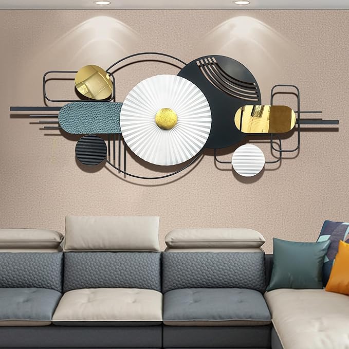 HAVFIFK Modern Metal Wall Art - Black & Gold Abstract Geometric Sculptures for Living Room, Dining Room, Bedroom & Bathroom12