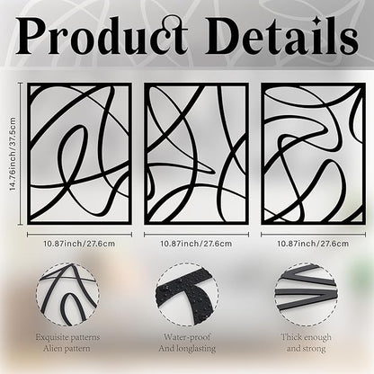 Zzbakress 3 Pcs Black Metal Wall Decor Abstract Wall Art Decor Fine Curve Wall Decoration Minimalist Metal Decoration Single Line Wall Art for Living Room Bedroom Bathroom (Elegant)