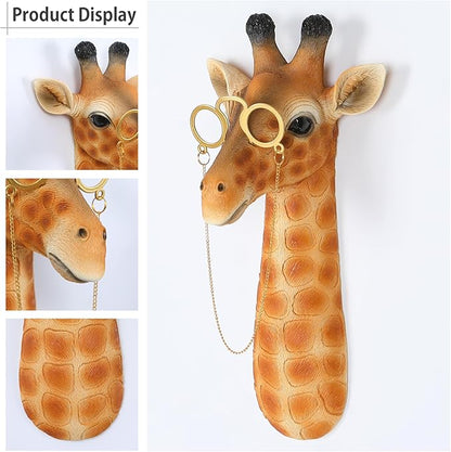 UITWMKTG Simulated Animal Head Wall Decor Colored Animal Sculptures Wall Mount 3D Wall Art Decoration for Home Bedroom Living Room Decor Giraffe