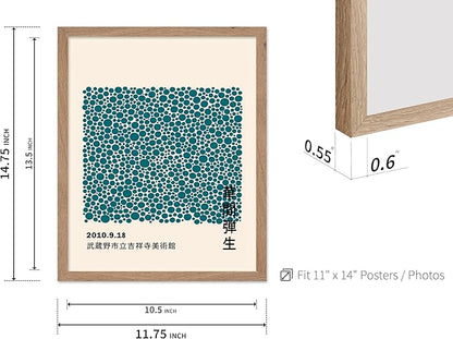 Poster Master Vintage Poster - Retro Pop Art Print - Gift for Artist, Friend - Infinity Dots, Japanese, Polka, Modern, Abstract - Wall Decor for Home, Office, 11x14 Beige Framed