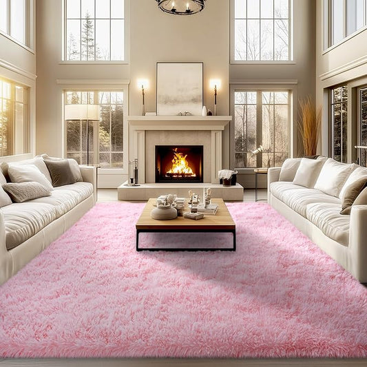 qulint 10x14 Area Rugs for Living Room, Large Fluffy Pink Rugs for Bedroom Girls Soft Shag Shaggy Modern Carpet, Fuzzy Alfombra for Dorm Room Kid Room Playroom Home Decor (10ft x 14ft, Pink)