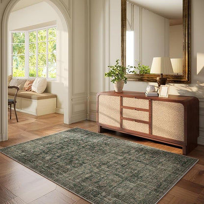 Machine Washable Throw Rugs for Entryway: Door Mat Indoor Entrance 4x6 Rug Boho Small Area Rug Non-Slip Low Pile Kitchen Rug for Front Door Indoor Entrance Entry Kids Room