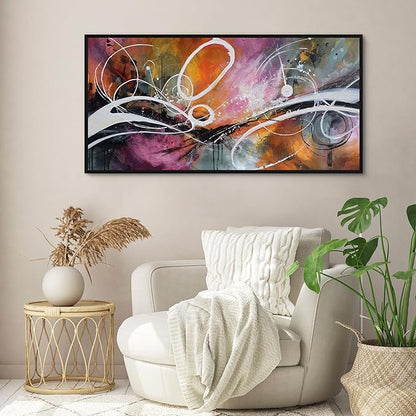 yiijeah Purple Wall Decor Bedroom Canvas Abstract Bathroom Art Picture Items for Women Framed Artwork Print 40x20 Inches