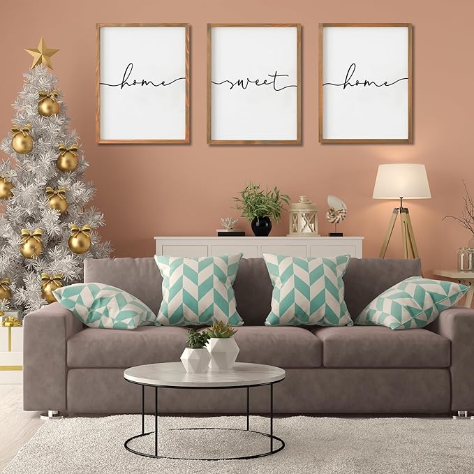 Heiple Set of 3 Framed Farmhouse Home Sweet Home Sign Above Bed Wall Decor for Bedroom Decor Wall Art Wood Signs