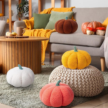 Kajaia 1 Pcs Simulated Pumpkin Plush Pillow 11 x 9.5 Inch 3D Cushion Fall Decorations Stuffed Throw Pillows Toy for Fall Halloween Thanksgiving Bedroom Sofa Couch Supplies (Yellow)