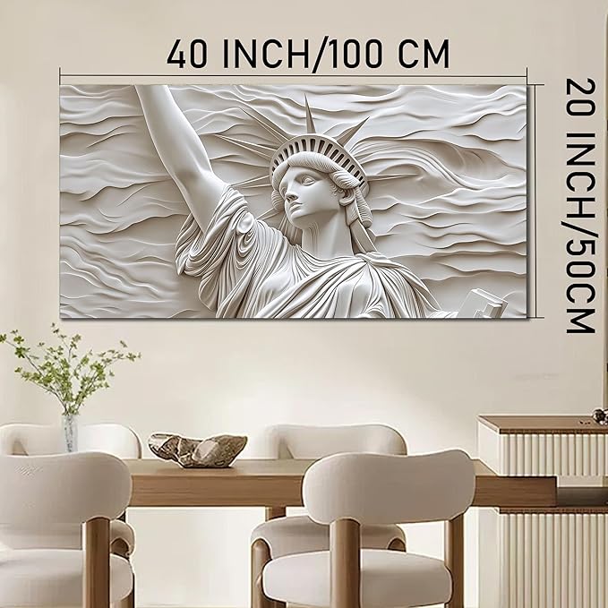 Trogonup Canvas Wall Art for Living Room Large Modern Canvas Prints White Statue of Liberty Picture Artwork for Bedroom Home Office 20"x40"