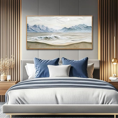 Wapluam Beach Pictures Wall Art,Large Canavs Wall Art,Ocean Wall Decor Living Room,Farmhouse Landscape Painting,Mountain Wall Art,Above Bed Wall Art,Framed Sea Waves Artwork for Bedroom Bathroom 20x40