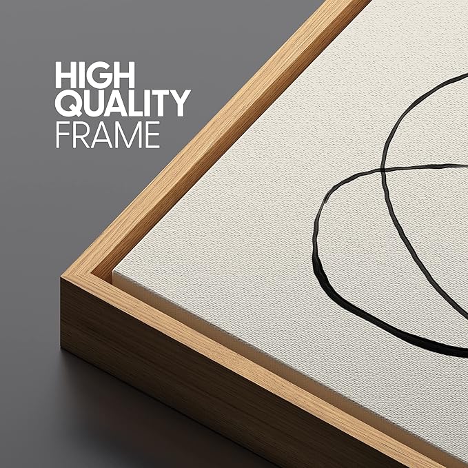 SIGNLEADER Framed Canvas Print Wall Art Set Duotone Geometric Spiral Ring Circle Collage Abstract Shapes Illustrations Modern Art Boho Decorative for Living Room, Bedroom, Office - 16"x24"x3 NATURAL