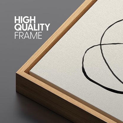 SIGNLEADER Framed Canvas Print Wall Art Set Duotone Geometric Spiral Ring Circle Collage Abstract Shapes Illustrations Modern Art Boho Decorative for Living Room, Bedroom, Office - 16"x24"x3 NATURAL