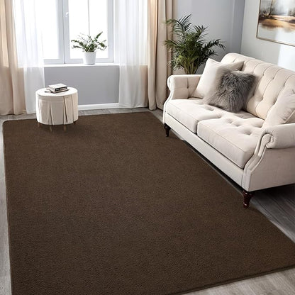 5x7 Feet Area Rug for Living Room Bedroom, Dark Brown Modern Washable Rugs, Memory Foam Indoor Carpet, Low Pile Non Slip Carpets for Kids Girls Boys Baby Teen Dorm Nursery Home Decor