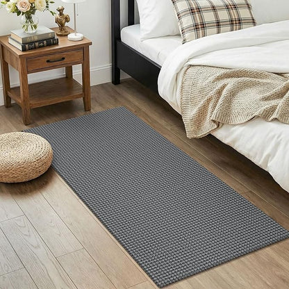 KOZYFLY 2x4 Entry Runner Rug, Small Washable Runners for Entryway, Non Slip Door Mat Indoor Entrance, Front Porch Carpet for Foyer, Kitchen, Bedroom, Bathroom, Grey/Dark Grey